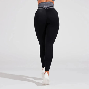Women's Quick Dry Yoga <b>Leggings</b> High Waist 100% Cotton <b>Silk</b> and Spandex Skinny Fit for Gym Seasonal Knitted Fabric with Logo - Product Image 3