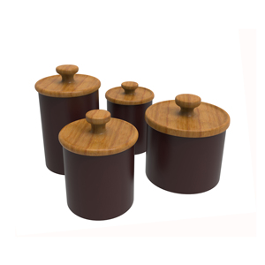 <b>Set</b> of 4 Metal Storage <b>Canister</b> with Lid Decorative Kitchen Storage Container Food Storage Jar Tea Coffee Sugar Storage - Product Image 1