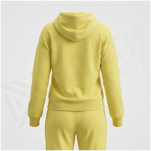 Women <b>Yellow</b> Hooded <b>Tracksuit</b> Set Full Sleeve Geometric Print Casual Autumn Wear Breathable Polyester 2-Piece Sweatshirt and - Product Image 2