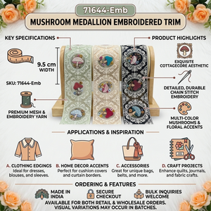 Bordure en dentelle multicolore à motifs complexes avec broderie raffinée pour applications de mode et textiles - Product Image 6