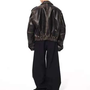 Blousons en cuir lavé personnalisés OEM 2026 pour hommes – Blousons de moto coupe-vent en cuir PU de haute qualité pour hommes - Product Image 3