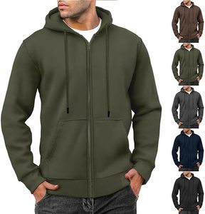 Sweat-shirt unisexe décontracté en coton uni zippé 300 g/m² pour homme, idéal pour l'automne et l'hiver, personnalisable sur demande, vente en gros - Product Image 1