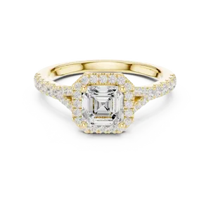 Anillo de Compromiso Unisex de Oro Sólido de 18K Hecho a Medida con Diamante Radiante de Laboratorio de 2.50 CT y Piedras Laterales Brillantes de 0.79 CTW - Product Image 1