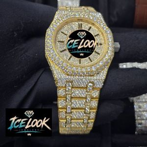 ICE LOOK นาฬิกาข้อมือผู้ชายสีเหลืองทองสุดหรู 38 มม. หน้าปัดทรงกลม ระบบควอตซ์ แสดงวันที่ ตัวล็อคแบบพับได้ หน้าปัดแซฟไฟร์ - Product Image 4