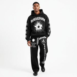 Tendances 2026 : Ensemble 2 pièces élégant pour homme, coupe ample, grande taille, comprenant un sweat à capuche coupe-vent délavé de poids moyen, idéal pour le sport et les loisirs. - Product Image 3