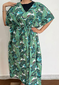 Vestido Kaftan de Algodón Estampado de Inspiración Tradicional para Mujer con Diseño Elegante, Tela Suave y Elegancia Casual Relajada - Product Image 2