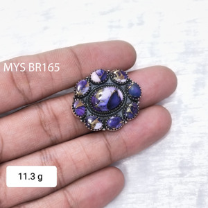 Anillos de Plata de Ley 925 con Gema de Turquesa Violeta Dahlia de Corte Ovalado y Engaste de Bisel, Precio al por Mayor, Joyería de Plata Estampada 925 - Product Image 2