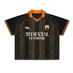 Artificial Syndrome Men's Black <b>Orange</b> Short Sleeve <b>Polo</b> Shirt With Print Design Casual Wear - Product Image 4