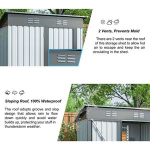 5 Ft. W X 3 Ft. D Outdoor Metal Garden Tool Storage Shed - Product Image 5