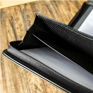 Leather <b>Portfolio</b> Organizer with Calculator and Notepad Document <b>Folder</b> Card Holder Resume File Case for Gift - Product Image 3