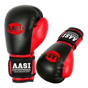 Guantes de boxeo de cuero de vaca genuino de 10 onzas Guantes de patada con correa impresa hechos a mano - Product Image 1