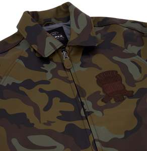 Avirex Camouflage Bomber <b>Jacket</b> Turn-down Collar Zipper Front Patch Design Regular Fit Casual Style Teal <b>Leather</b> Fusion of Depth - Product Image 4