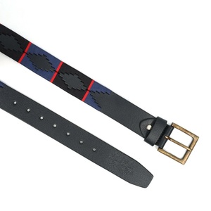 Ceinture en cuir polo durable avec boucle argentée, broderie multicolore, anti-poussière, unisexe, avec logo personnalisé - Product Image 2