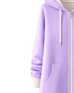 Sweat-shirt à capuche long zippé en polaire pour femme, couleur lavande, avec poches kangourou, vêtement d'hiver décontracté et chaud, fabrication OEM personnalisée - Product Image 4