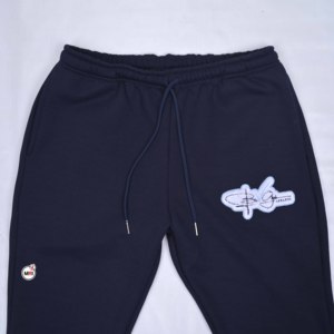 MRI Navy Blue Full Length <b>Joggers</b> Embroidered Logo Drawstring Waist Casual Pants Breathable Wholesale Regular Fit Autumn Wear - Product Image 2