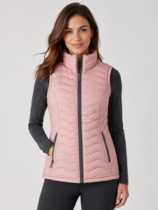 Chaleco Acolchado para Mujer, Tejido, Ligero, Cálido, Sin Mangas, con Cuello Alto, Cierre de Cremallera, Ecológico - Product Image 1