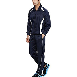 Men's Navy Blue Tracksuit Full Sleeve Solid Color Sporty Style Turn-<b>down</b> Collar Breathable Polyester Autumn Wear - Product Image 3