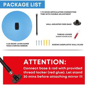 Specchio Convesso Senza Cornice da 11,65 Pollici, Spessore 1,8mm, in Acrilico, Angolo Ampio Regolabile, Specchio di Sicurezza per Interni, Garage e Parcheggio - Product Image 5