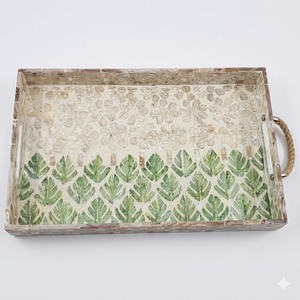 Plateau de service artisanal de luxe en nacre avec incrustation de coquillages, plateau décoratif pour table basse et décoration intérieure à prix réduit - Product Image 6