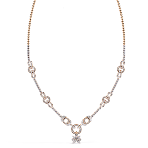 Collier luxueux en or massif serti de diamants de laboratoire, motif floral, élégant bijou de mariée pour fiançailles et mariage. - Product Image 3