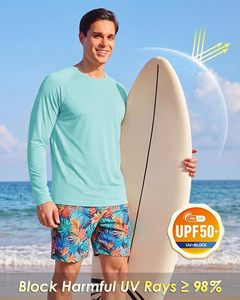 Men's Long Sleeve Rash Guard Solid Color Quick Dry 100% Polyester UPF50+ Anti UV <b>Swim</b> <b>Shirt</b> Light Blue - Product Image 2