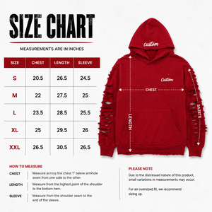 Custom <b>Men's</b> Oversized <b>Red</b> Distressed Pullover Hoodie 100% Cotton French Terry Heavyweight Ripped Cut Out Streetwear <b>Sweatshirt</b> - Product Image 5