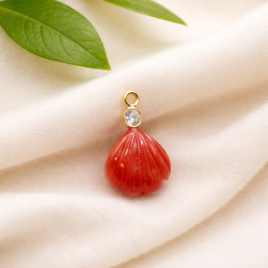 Handmade Carnelian <b>Shell</b> Pendant Gold Plated Bezel Set CZ Charm Gemstone Birthstone Jewelry Pendant for Women Gift - Product Image 2