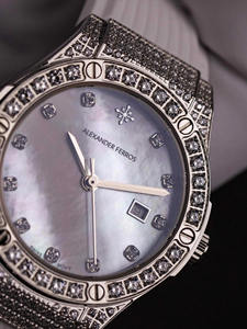 Fashion Stainless Steel Round Alexander Ferros 2251FS-19 SAPPHIRE <b>CRYSTAL</b> 50 m <b>Water</b> Resistant Rubber Quartz Watches - Product Image 6