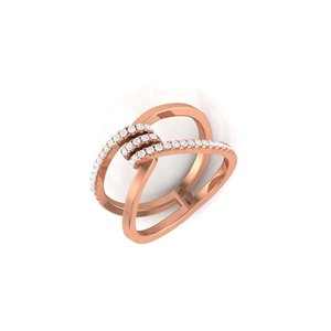 Bague en argent plaqué or rose lumineux, ornée de cristaux de zircon ovales étincelants, idéale pour les grandes célébrations et les rendez-vous - Product Image 1