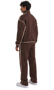 <b>Men's</b> Customized Colors Full Zip <b>Turtle</b> <b>Neck</b> Heavy Weight Chenille Embroidery Solid 380 GSM Winter Wear Drawstring Waist Jogger - Product Image 4