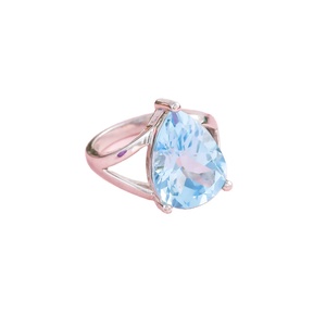 Bague tendance en topaze bleue naturelle, argent sterling 925, fabrication artisanale, prix de gros direct usine - Product Image 1