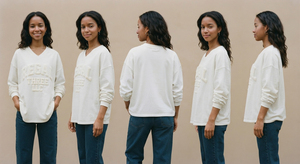 T-shirt décontracté pour femme en coton à col en V et manches longues, coupe oversize, séchage rapide, respirant, pour le sport, avec logo brodé en relief personnalisé - Product Image 6