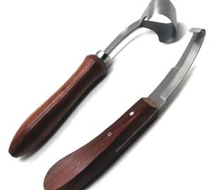Couteau de réparation de sabots en acier au carbone pour vaches laitières, moutons, chevaux, ânes, mules, pour mains gauches et droites, manche en bois, outils de réparation en acier inoxydable - Product Image 2