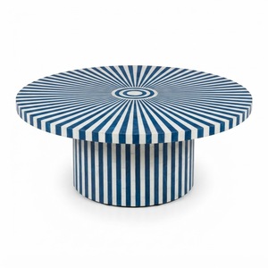 Table basse en os incrusté faite à la main, tabouret d'appoint de luxe à motif floral, table d'appoint cascade noir et blanc, table de chevet en promotion - Product Image 6