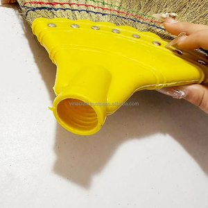 Grass Broom with Yellow Head and Wooden Handle for Floor Cleaning Durable Home Use - Product Image 2