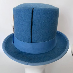 Sombrero de Copa Alta Azul Formal de Fieltro con Cinta, Estilo Fedora Vintage para Fiesta o Disfraz - Product Image 3