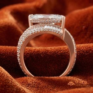 Marquise Halo <b>Ring</b> for Women Rose Gold Plated Luxury Engagement Wedding Anniversary Gift Jewelry Elegant Daily Wear - Product Image 2