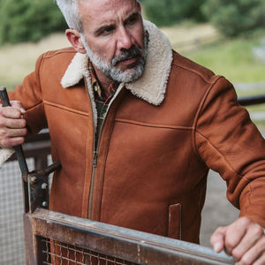 Veste en cuir Shearling pour homme, style unique, matériau confortable et lourd, imperméable, respirante, antibactérienne, hiver, sur mesure - Product Image 4