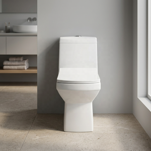 CE Certified Floor Mounted One Piece Ceramic Toilet With High-Efficiency Siphonic Flushing For Architectural Projects - Product Image 1