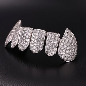 Grillz de Dientes Unisex Estilo Hip Hop con Diamantes en Forma de Espiga, Microincrustaciones y Corte Brillante Redondo, para Uso Diario, Joyería Corporal - Product Image 6