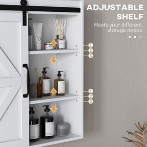 Armadietto da Parete Classico e Lussuoso in MDF Bianco con Porta Scorrevole e Ripiano Regolabile (22.75x7.75x24.5) - Product Image 4
