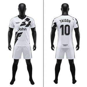 Maillot de football pour homme 140g en polyester interlock premium gris et noir uni à manches courtes, impression numérique personnalisée, marque d'équipe, anti-rétrécissement - Product Image 2