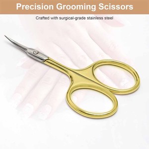 Ciseaux à cuticules en acier inoxydable, coupe-cuticules super tranchant et incurvé pour cuticules, peaux mortes, sourcils et cils, doré - Product Image 6