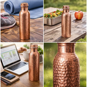 Diamond 100% Pure <b>Copper</b> Gold 750ml Leakproof Lid Water <b>Bottle</b> for <b>Drinking</b> Ayurvedic Use Microwave & Dishwasher Safe - Product Image 5