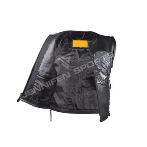Chaleco de cuero negro personalizado para hombre con calavera bordada, nuevo chaleco de piel de vaca OEM para motociclismo en invierno - Product Image 6