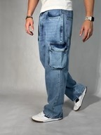Jean en denim décontracté pour homme, coupe ample et confortable, bleu, écologique, idéal printemps-été - Product Image 1