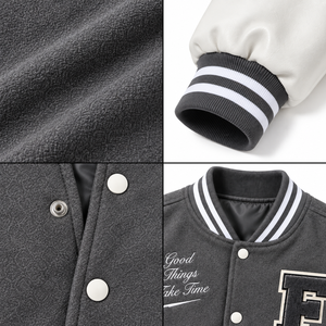 Chaqueta Varsity Personalizada para Hombre, Chaqueta Letterman con Parches Bordados, Apliques, Botones a Presión, Cuello y Puños de Punto Acanalado, Chaquetas Bomber Casuales - Product Image 4