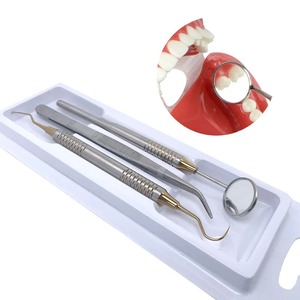 Ensemble de 5 instruments dentaires ergonomiques en acier inoxydable noir avec miroir buccal, pinces et sonde incurvée pour soins bucco-dentaires - Product Image 5