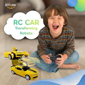 ของเล่นรถหุ่นยนต์ RC แบบแปลงร่างได้สำหรับเด็กพร้อมรีโมทคอนโทรล สีเหลือง - Product Image 4