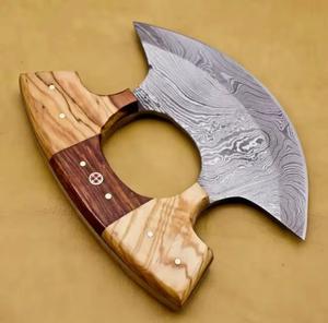 Couteau à pizza personnalisé en acier Damas fait main avec manche en bois sur mesure et étui en cuir, artisanat en acier, compatible micro-ondes international - Product Image 2